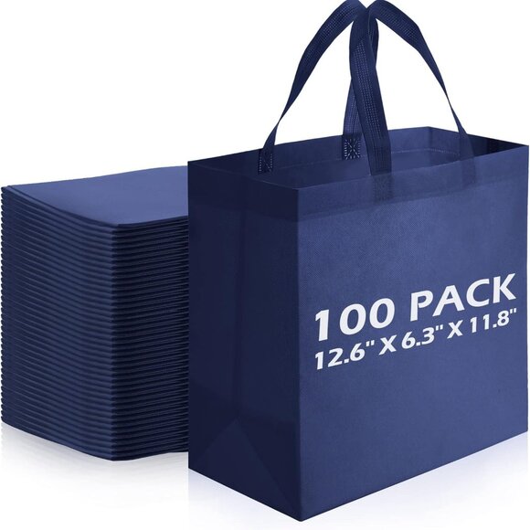 NEW Tote Bags Reusable Blue Lg Grocery Market Meeting Bulk Lot Family Reunion - Picture 1 of 4